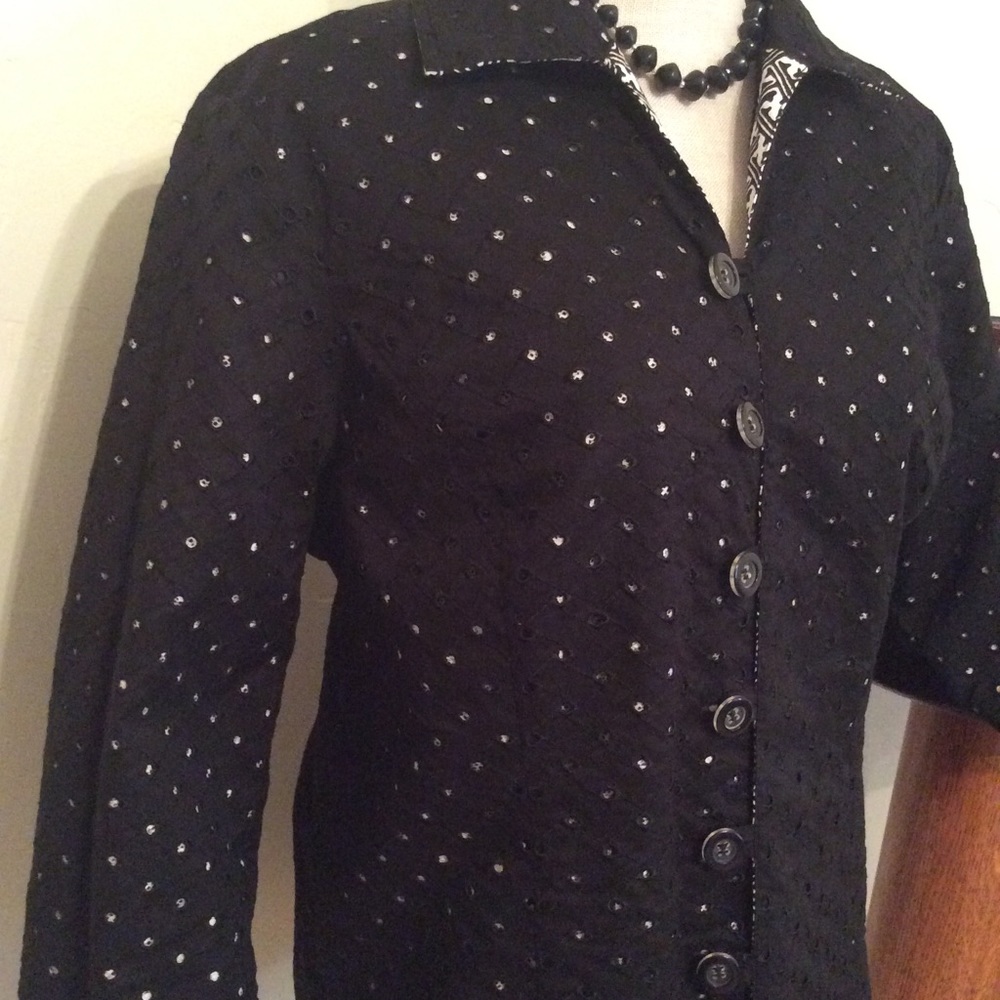 Women's Reversible Half Sleeve Front Button Jacket - image 2